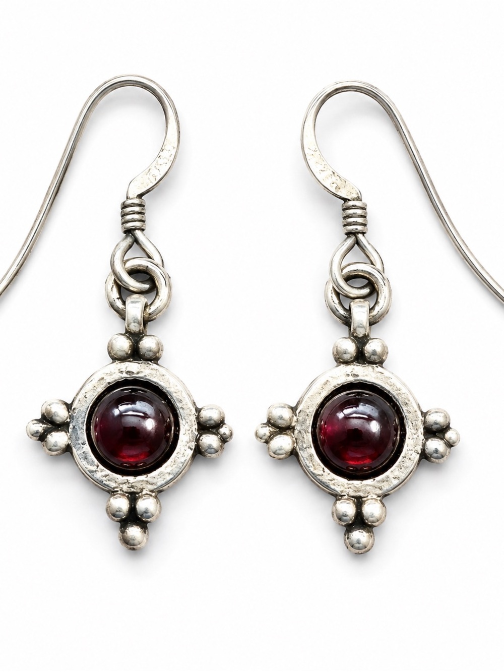 Vintage Garnet Red Stone Dangle Earrings